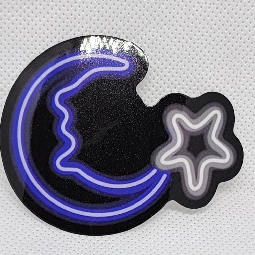 Half Moon and Star Cartoon Neon Light Stickers – Fun VSCO Girl DIY Decals